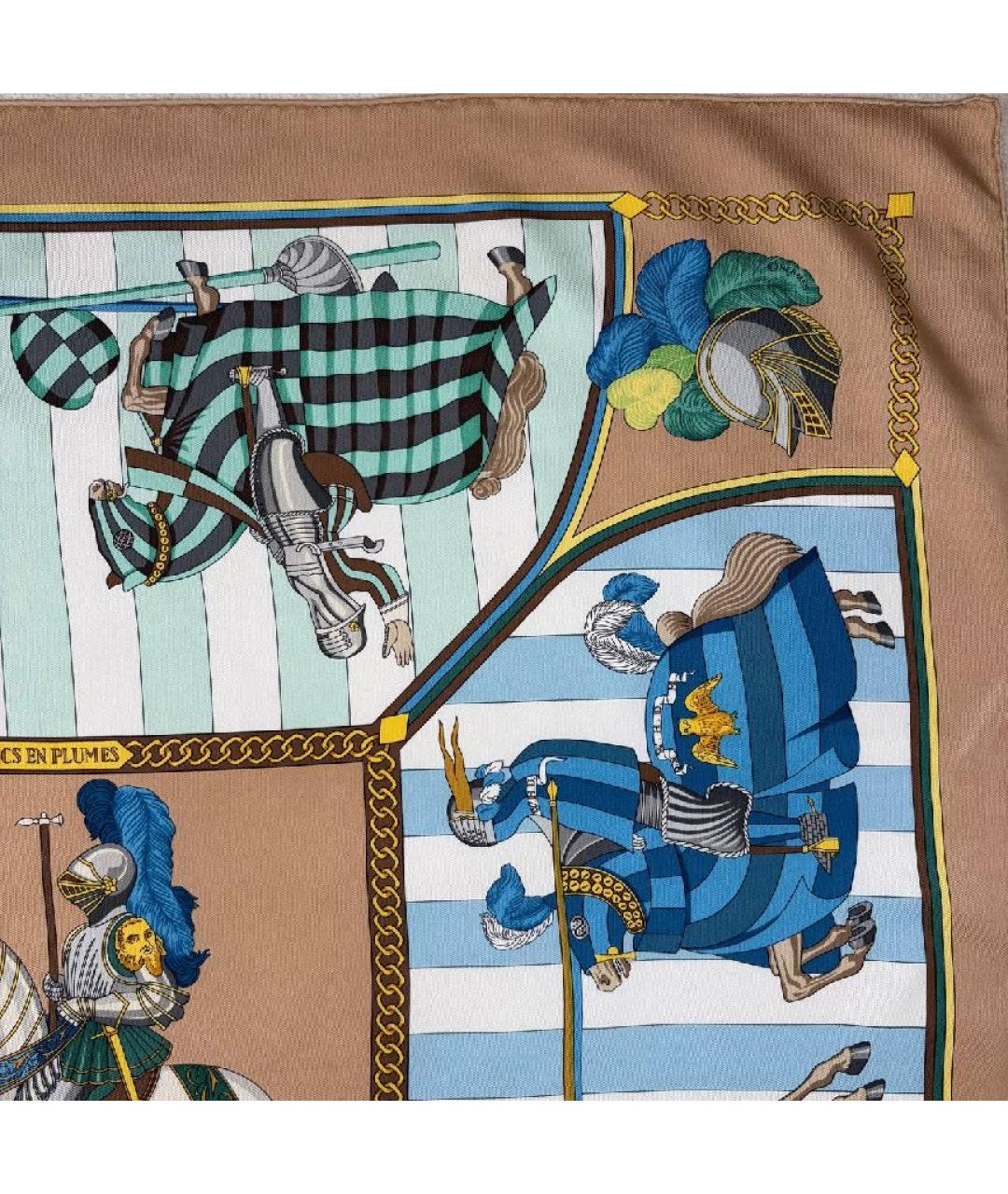 HERMES Коричневый шелковый платок, фото 6