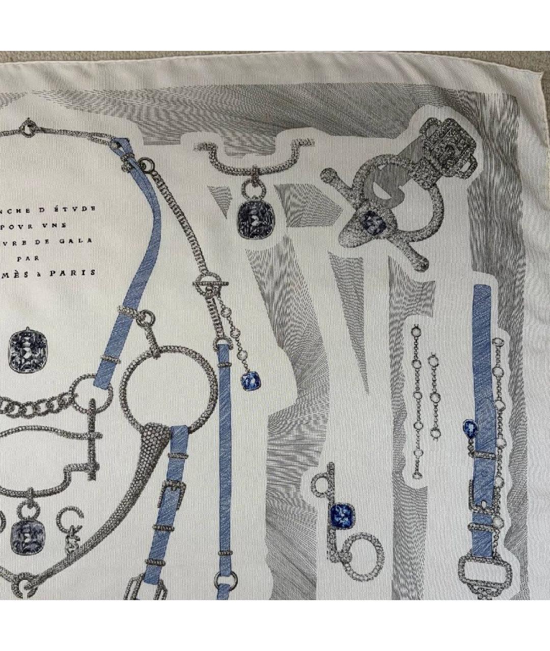 HERMES Белый шелковый платок, фото 6