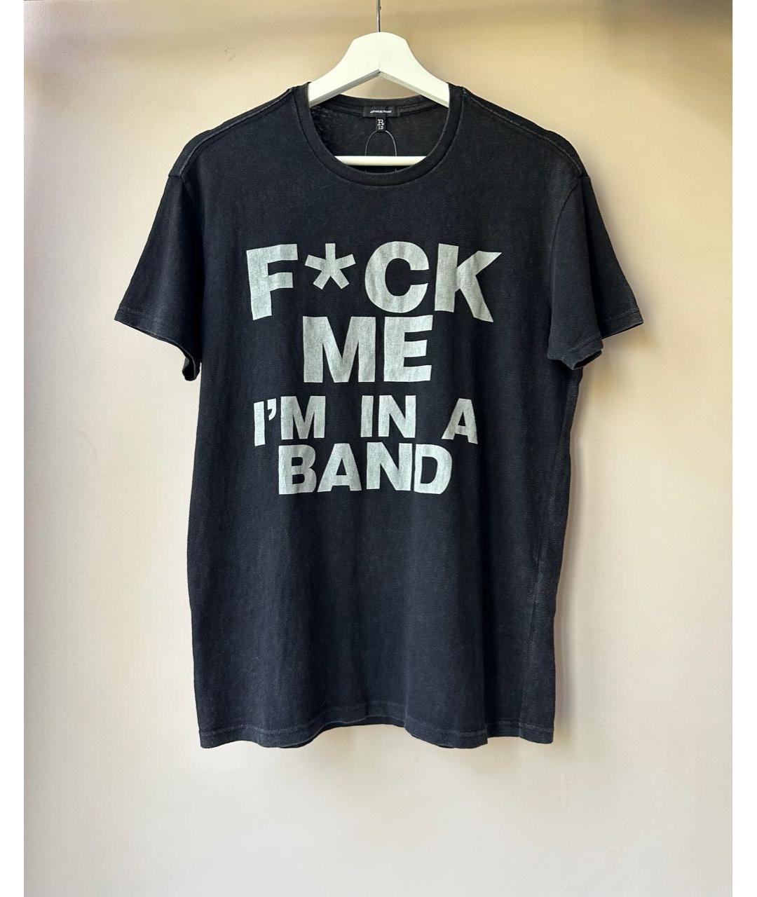 R13 Черная хлопко-эластановая футболка, фото 2