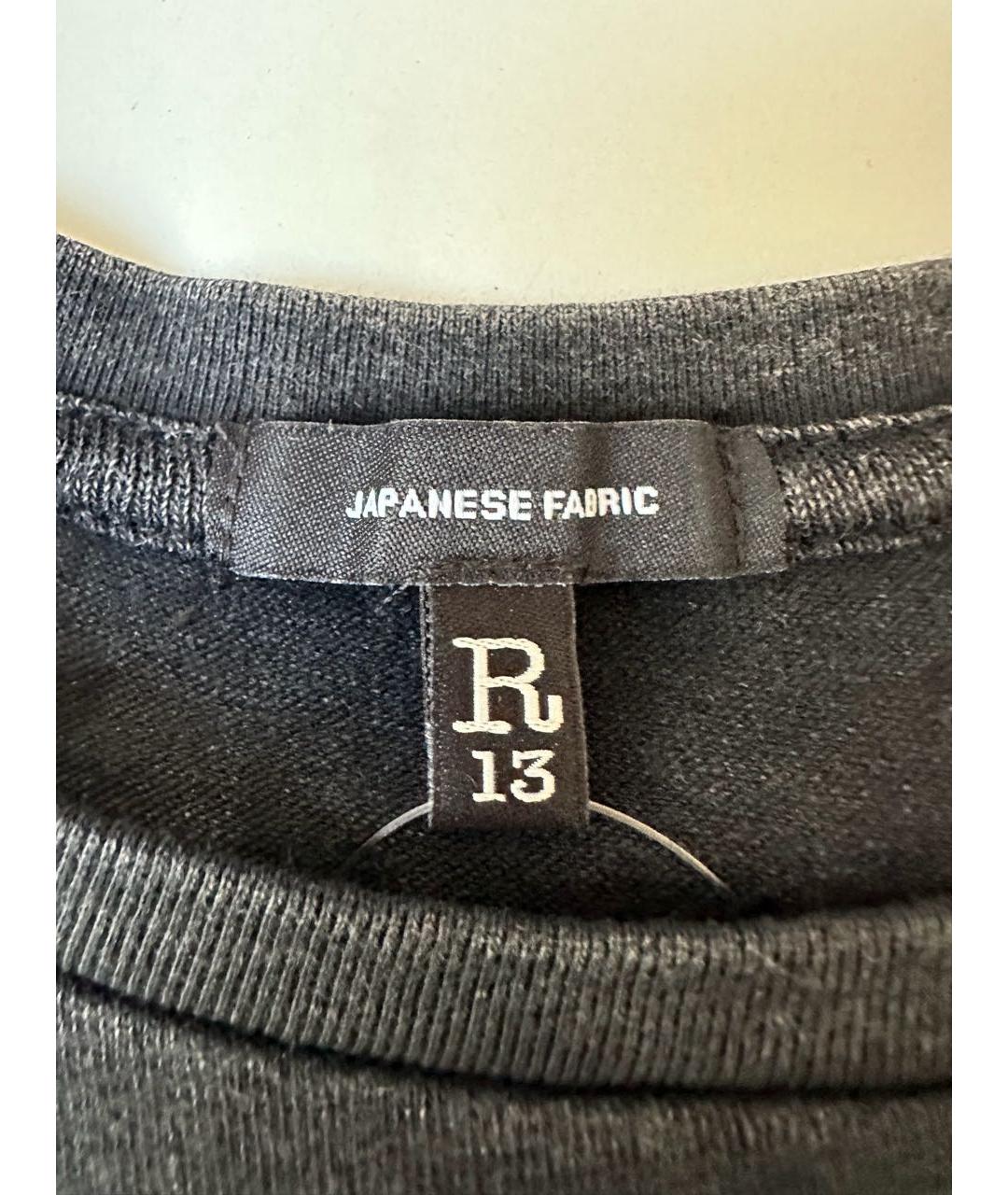 R13 Черная хлопко-эластановая футболка, фото 5