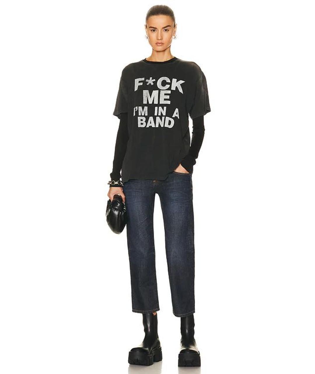 R13 Черная хлопко-эластановая футболка, фото 8