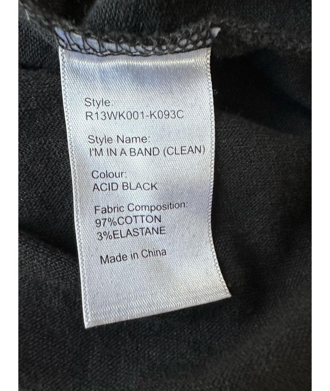 R13 Черная хлопко-эластановая футболка, фото 6