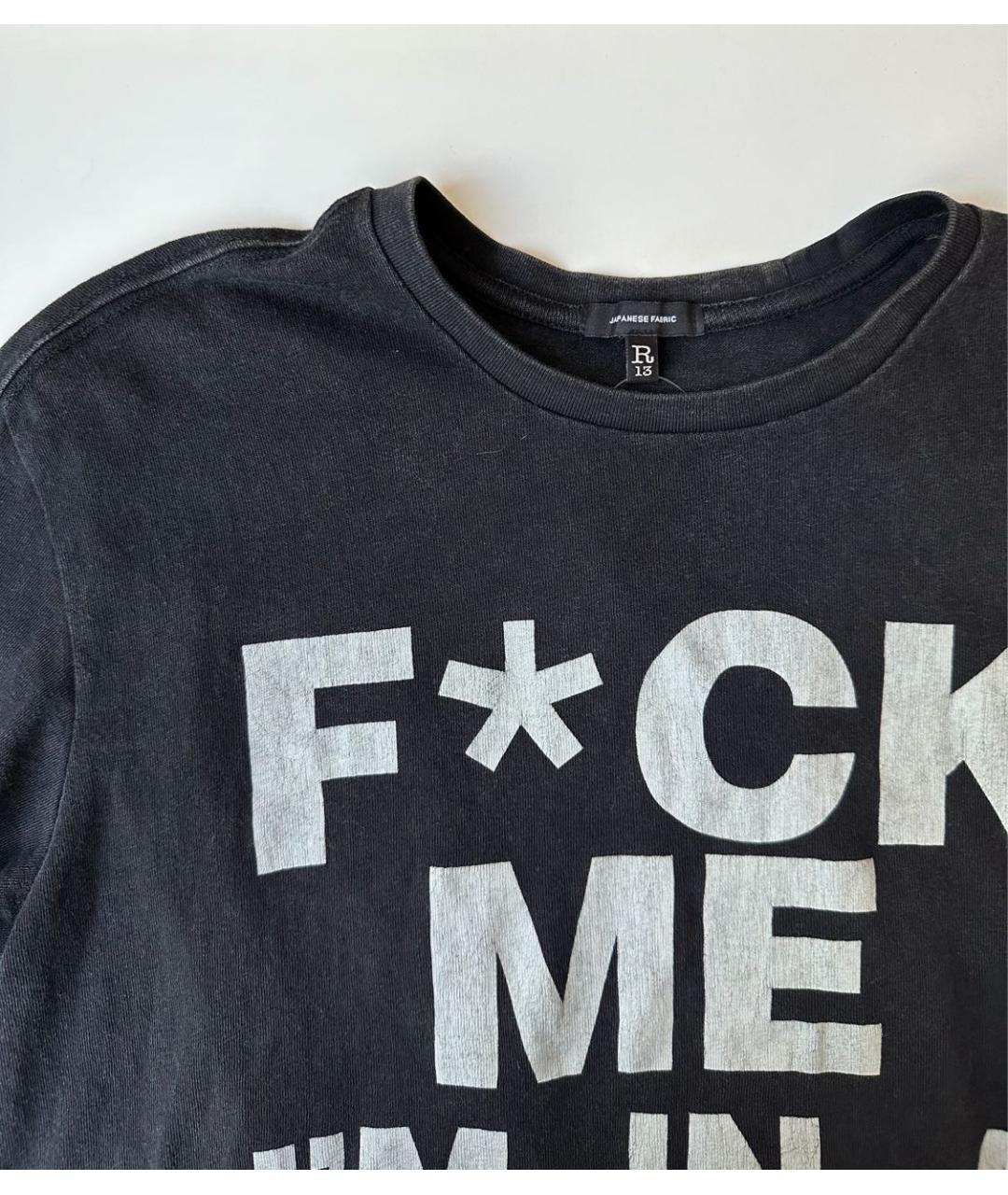 R13 Черная хлопко-эластановая футболка, фото 4