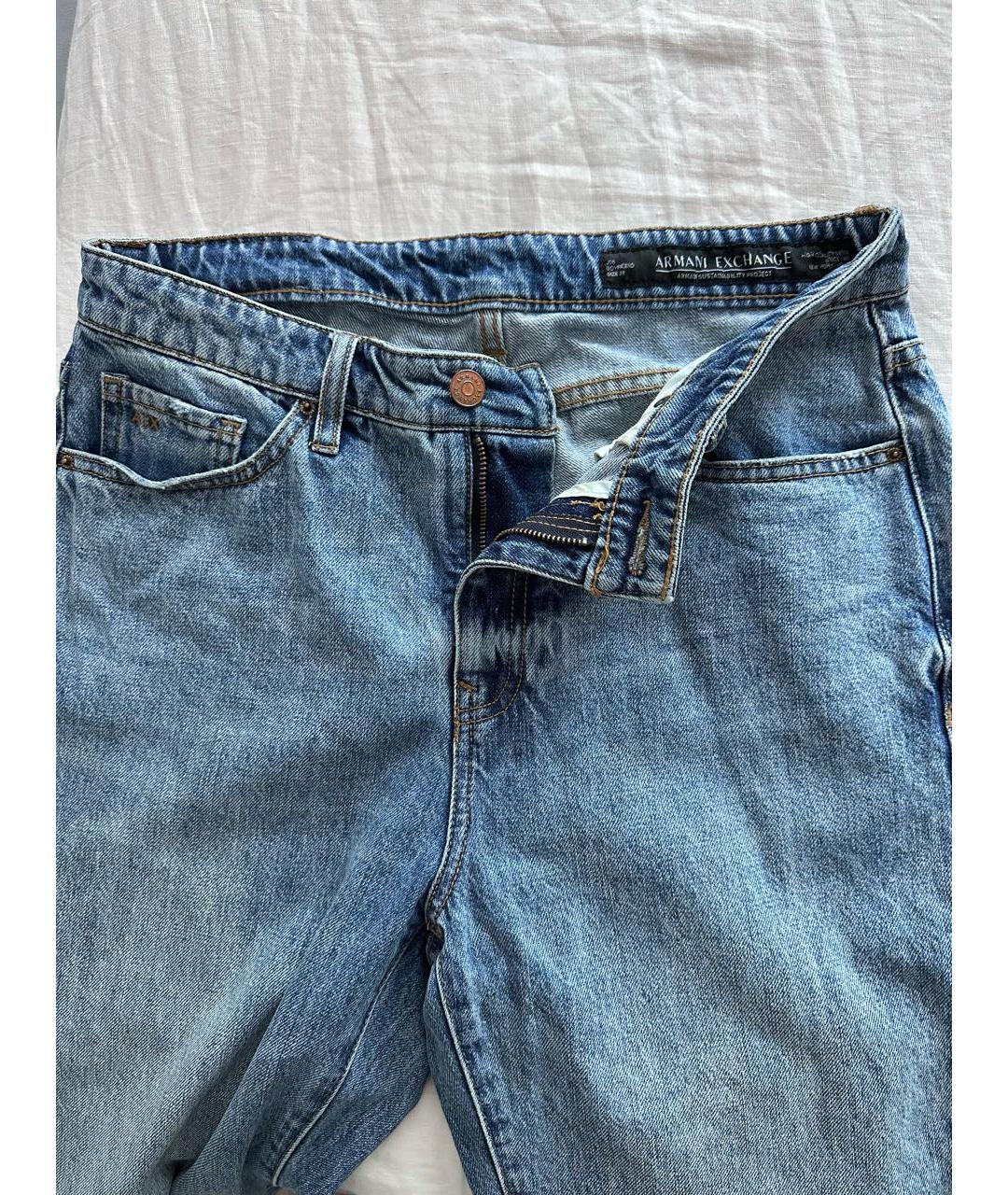 ARMANI EXCHANGE Синие хлопковые прямые джинсы, фото 4