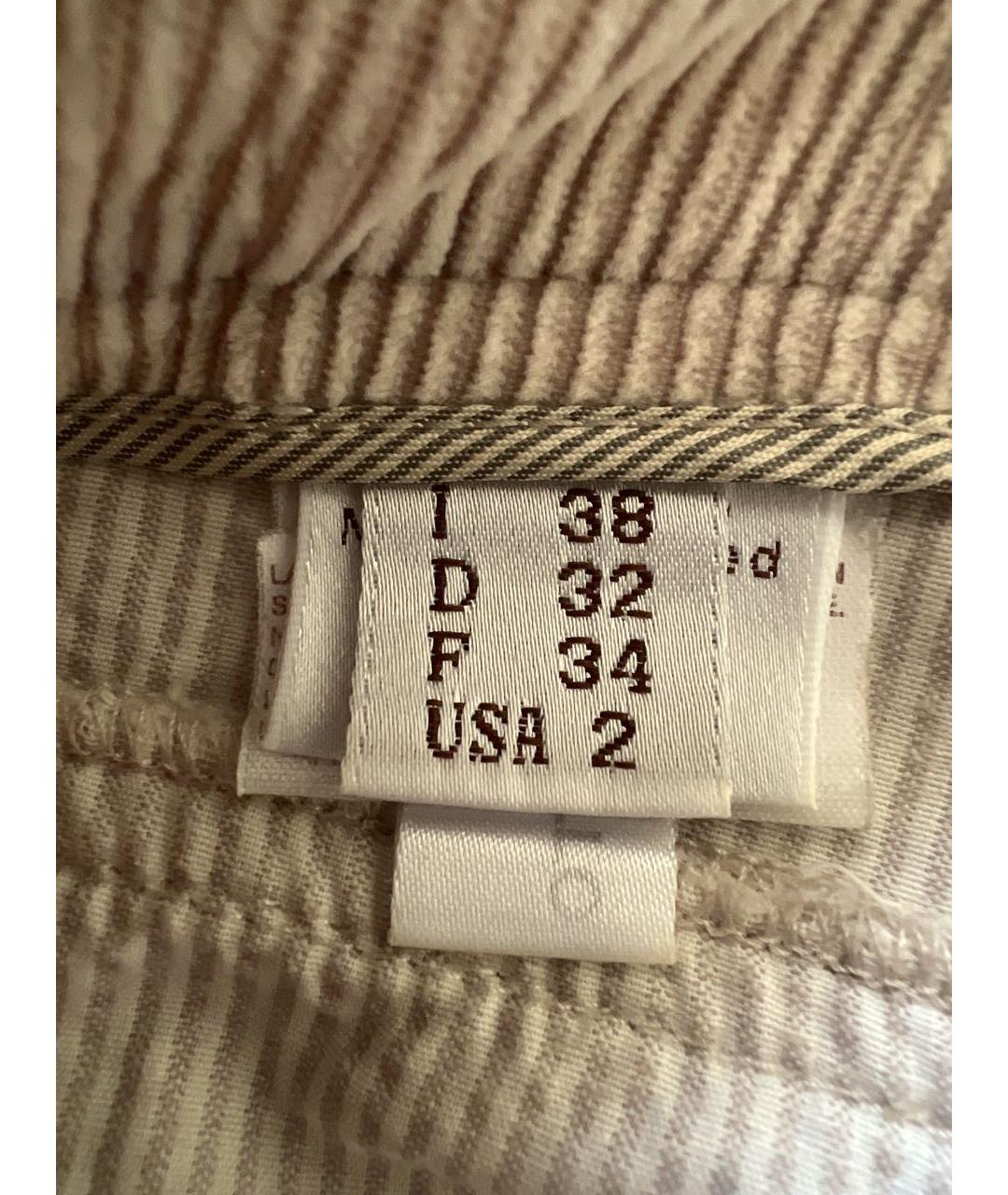 BRUNELLO CUCINELLI Бежевые хлопковые брюки узкие, фото 4