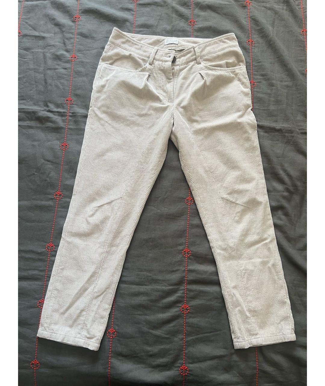 BRUNELLO CUCINELLI Бежевые хлопковые брюки узкие, фото 5