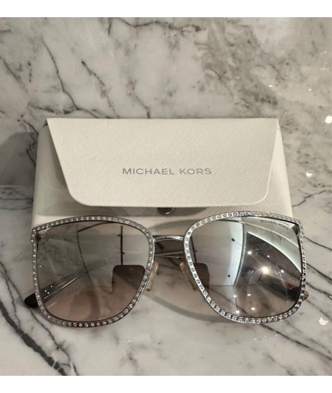 MICHAEL KORS Серебряные металлические солнцезащитные очки, фото 6