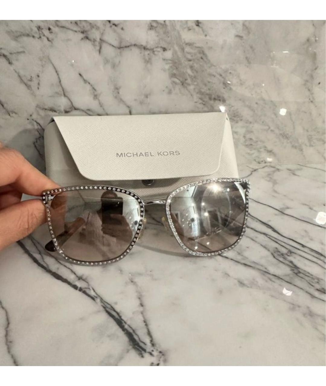 MICHAEL KORS Серебряные металлические солнцезащитные очки, фото 4