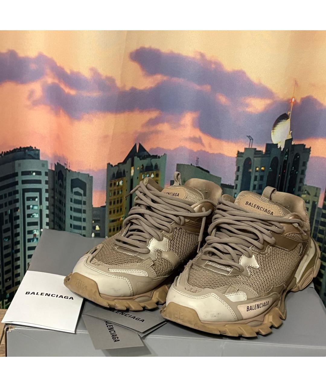 BALENCIAGA Бежевые текстильные низкие кроссовки / кеды, фото 4