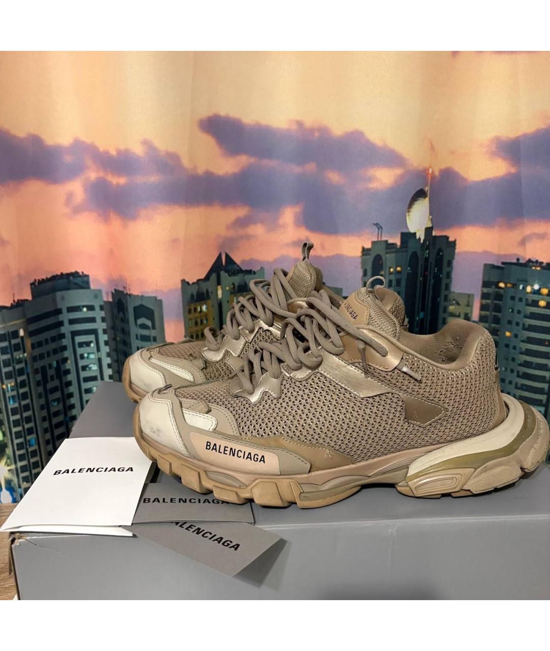 BALENCIAGA Бежевые текстильные низкие кроссовки / кеды, фото 8
