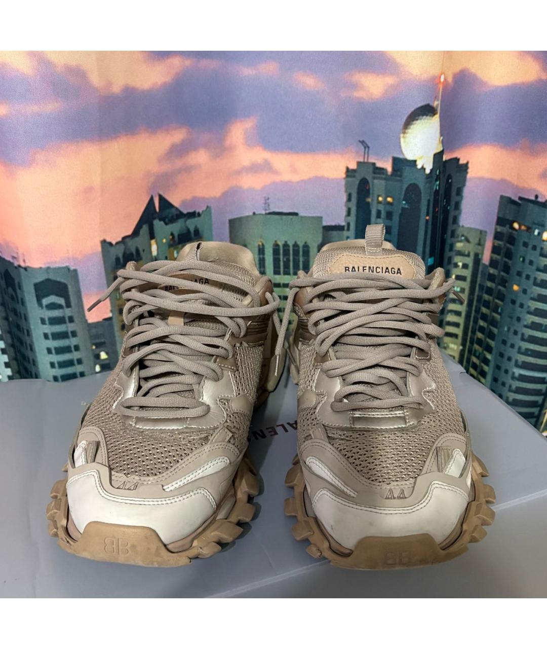 BALENCIAGA Бежевые текстильные низкие кроссовки / кеды, фото 2