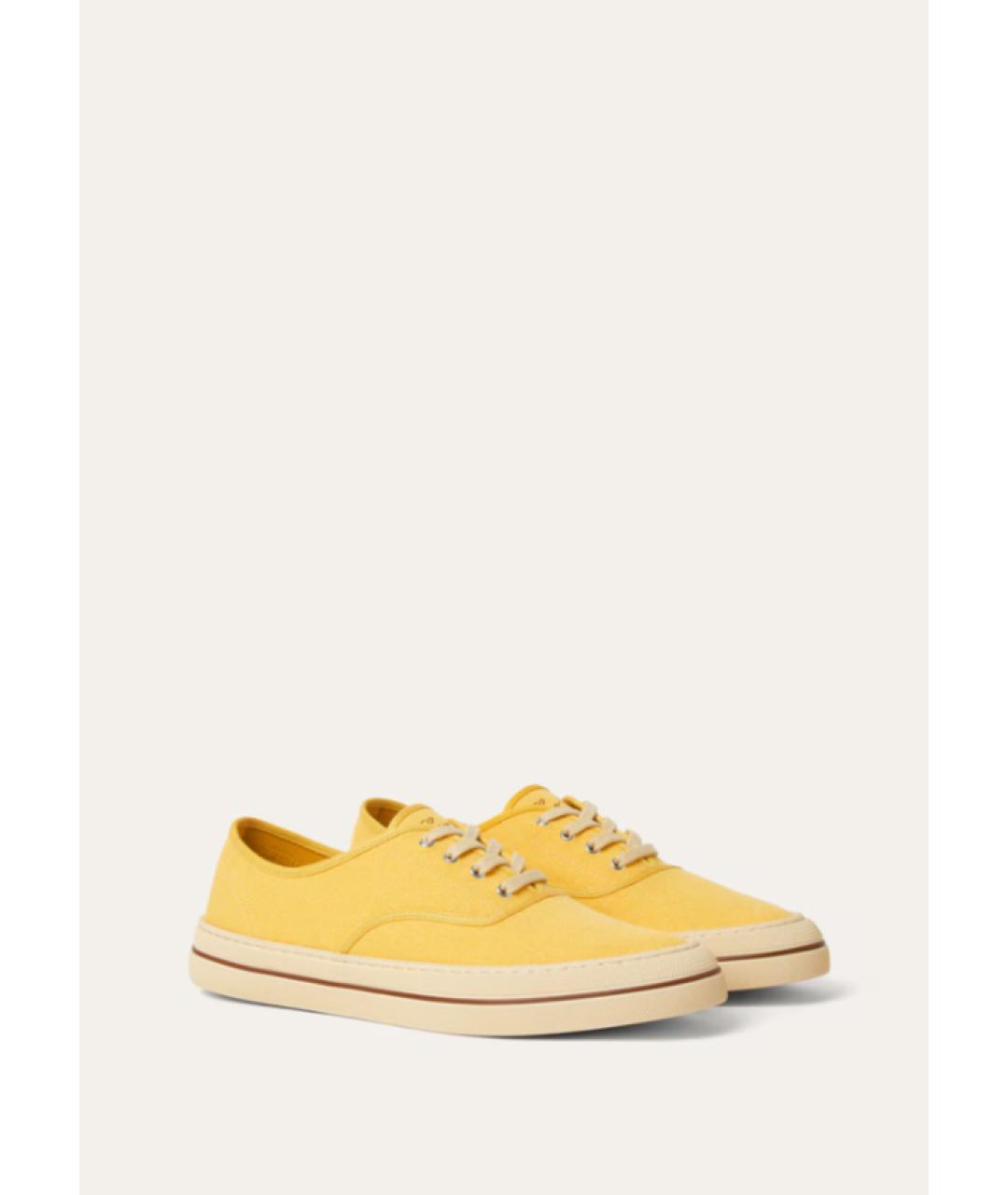 LORO PIANA Желтые текстильные кеды, фото 2