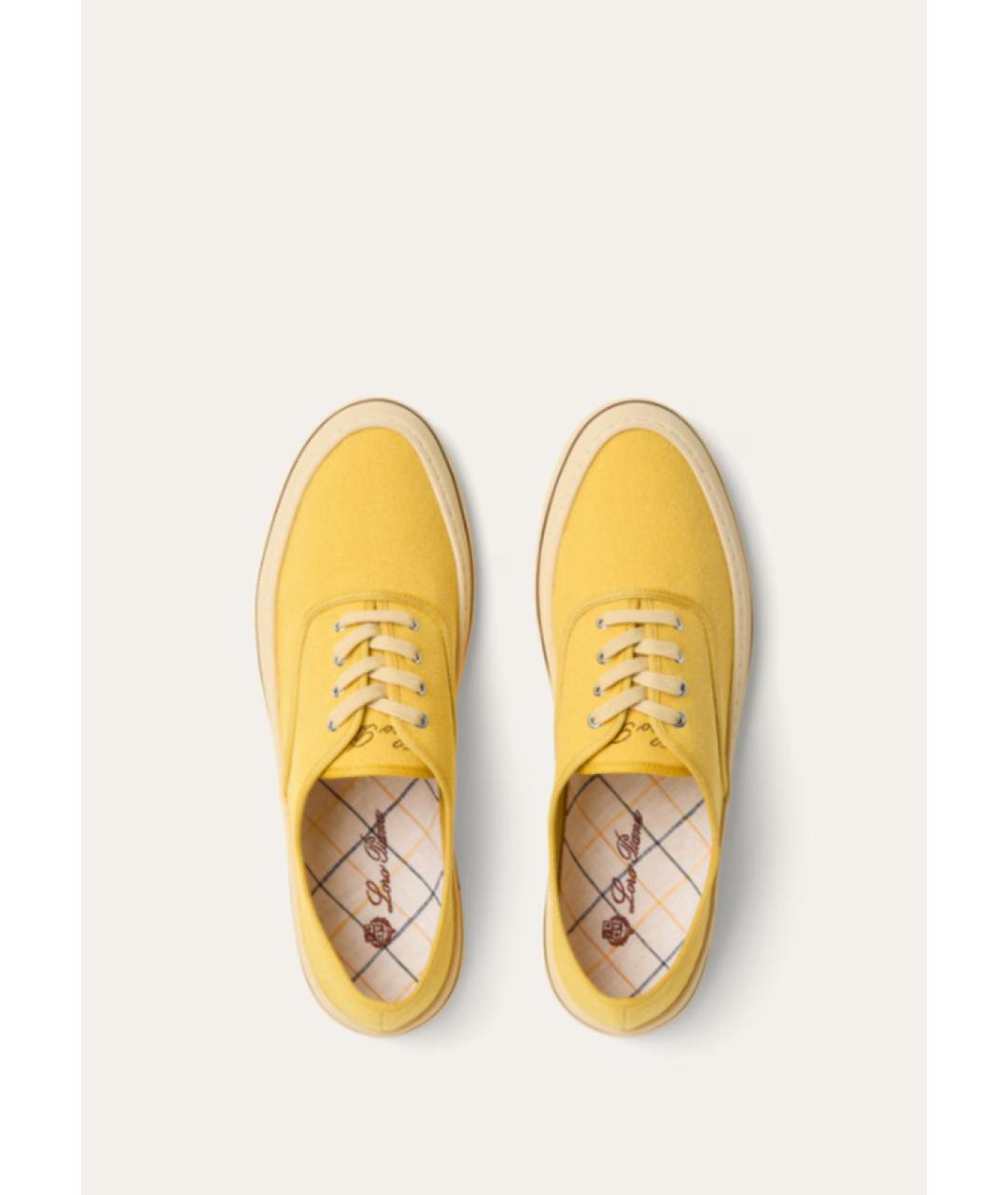 LORO PIANA Желтые текстильные кеды, фото 5