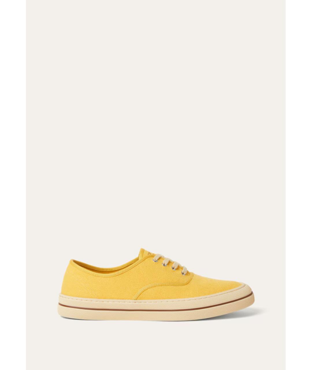 LORO PIANA Желтые текстильные кеды, фото 6