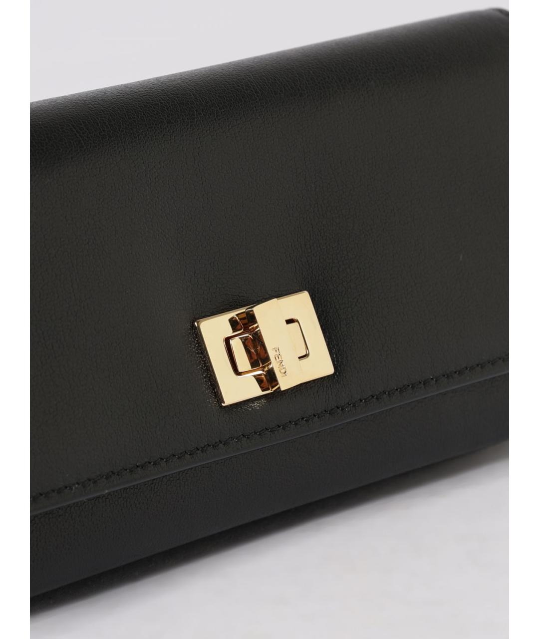 FENDI Черный кожаный кошелек, фото 4