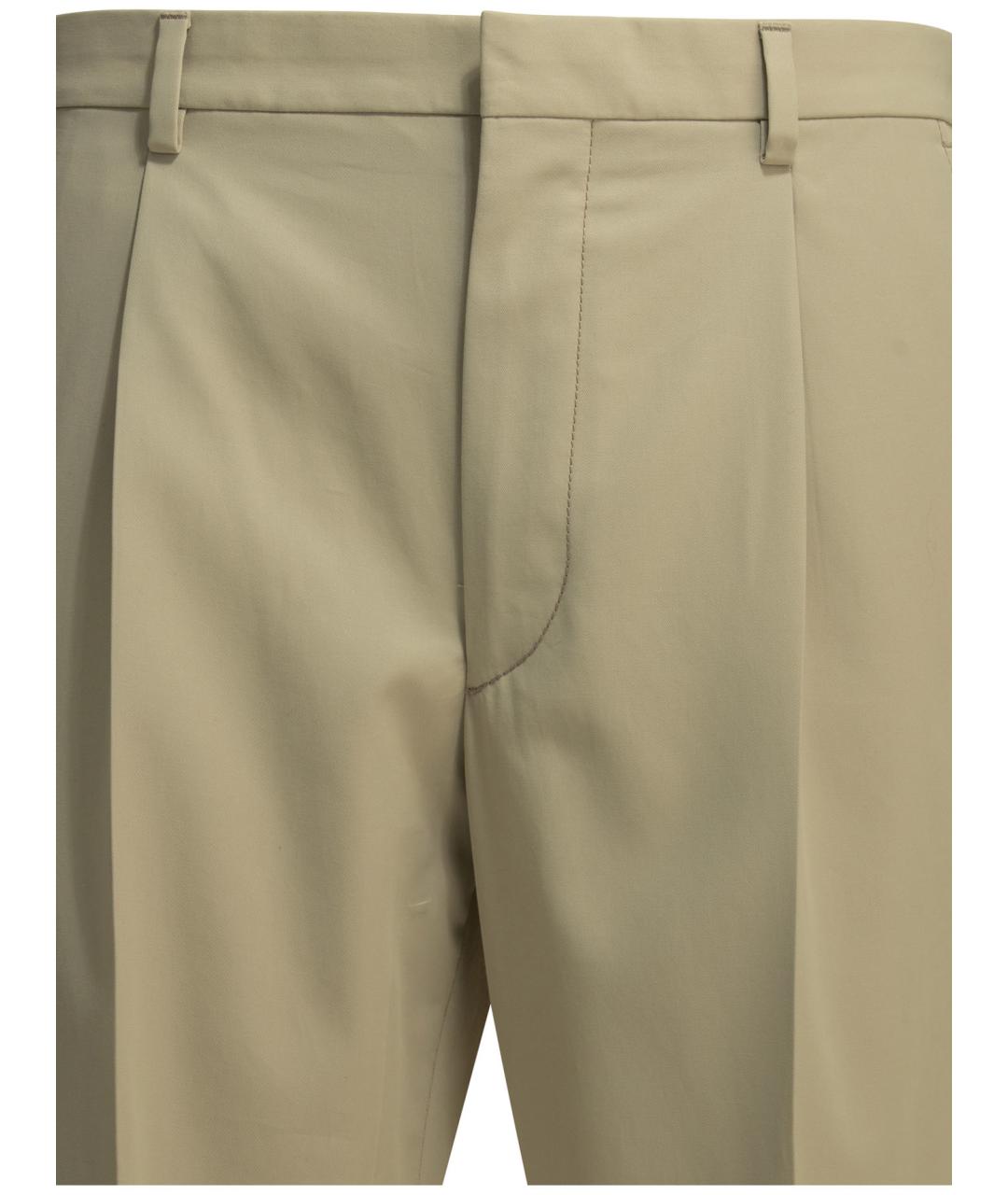 PRADA Бежевые хлопковые повседневные брюки, фото 3