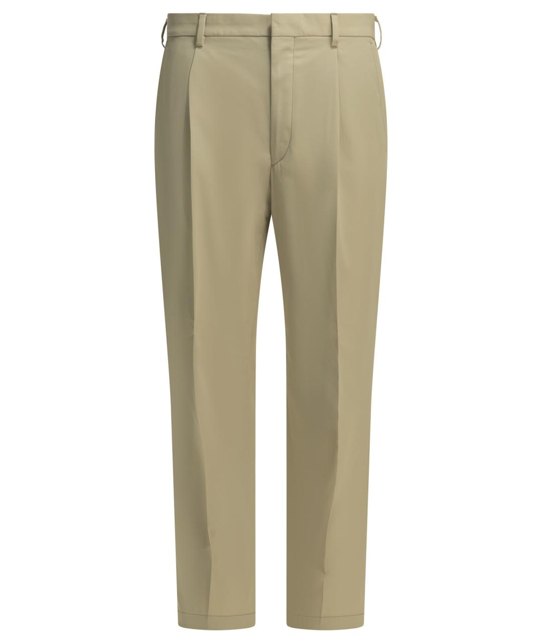 PRADA Бежевые хлопковые повседневные брюки, фото 1