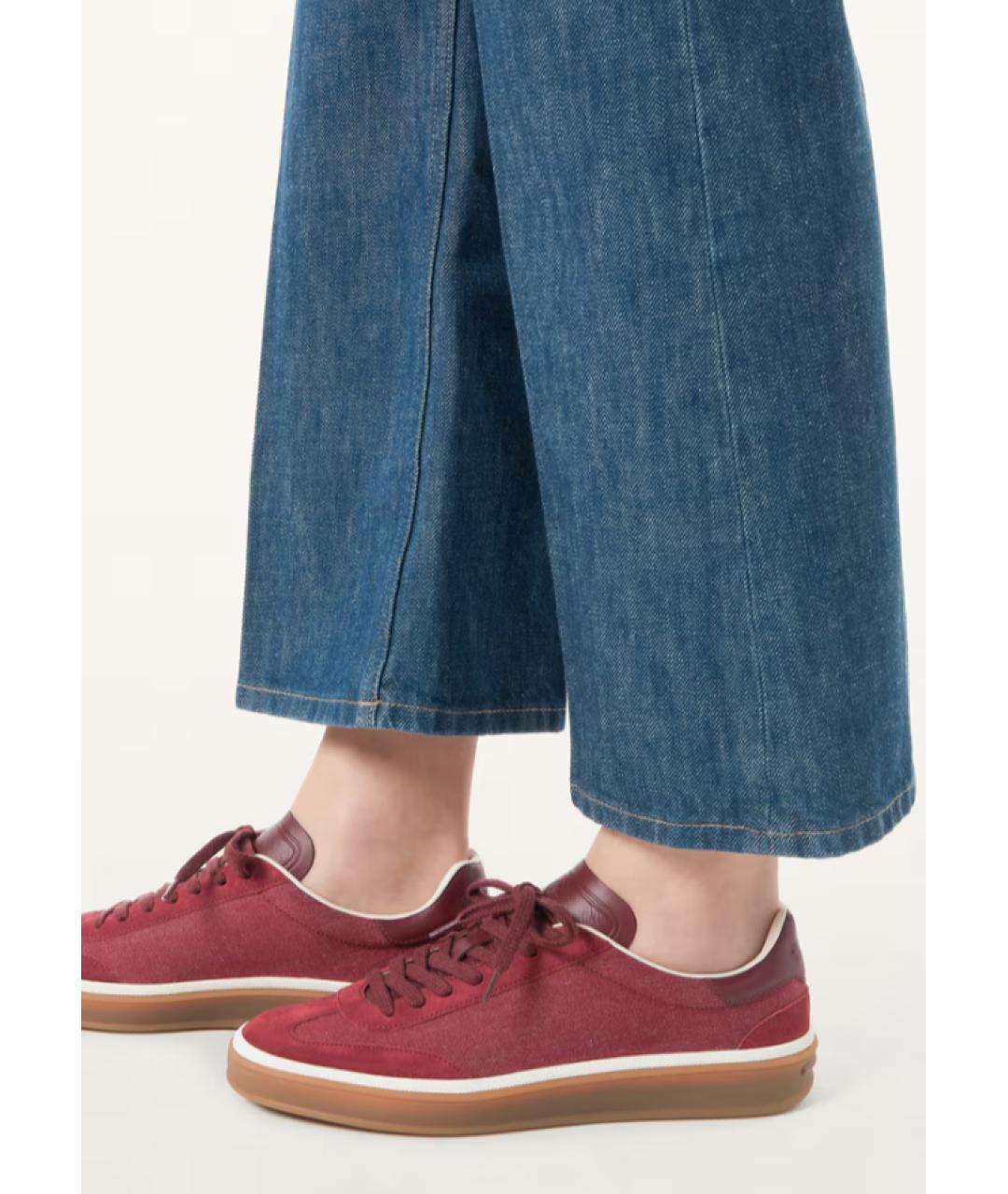 LORO PIANA Бордовые текстильные кеды, фото 5