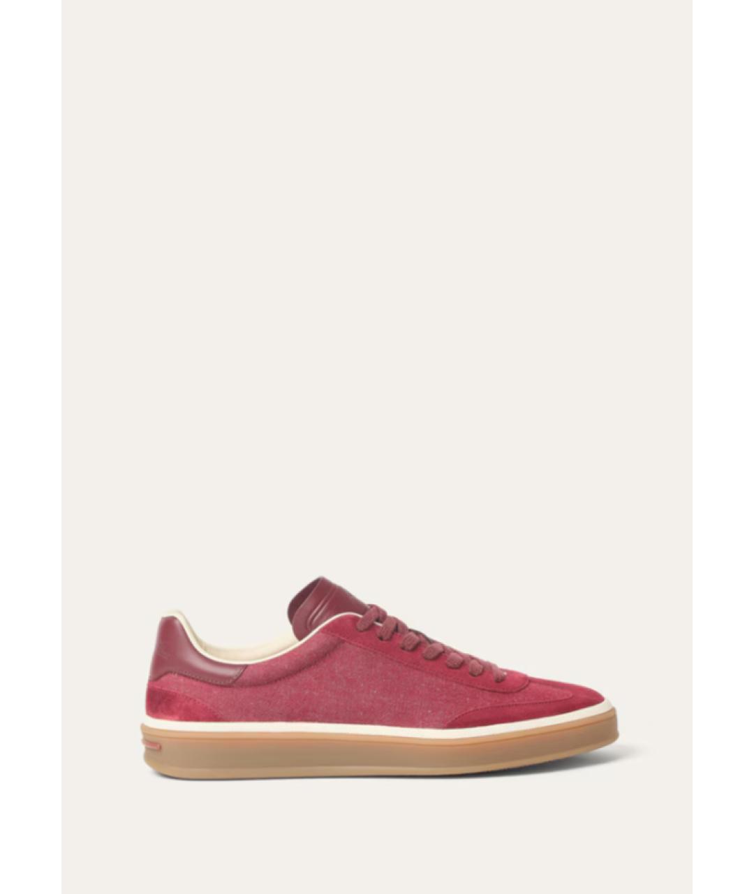 LORO PIANA Бордовые текстильные кеды, фото 6