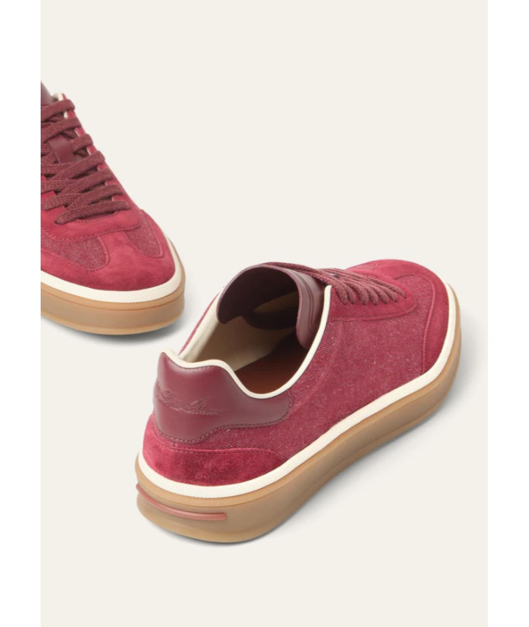 LORO PIANA Бордовые текстильные кеды, фото 4