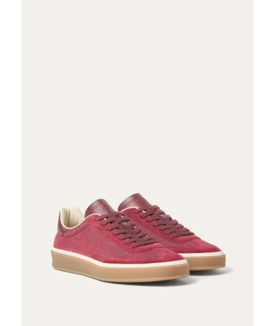 LORO PIANA Бордовые текстильные кеды, фото 2