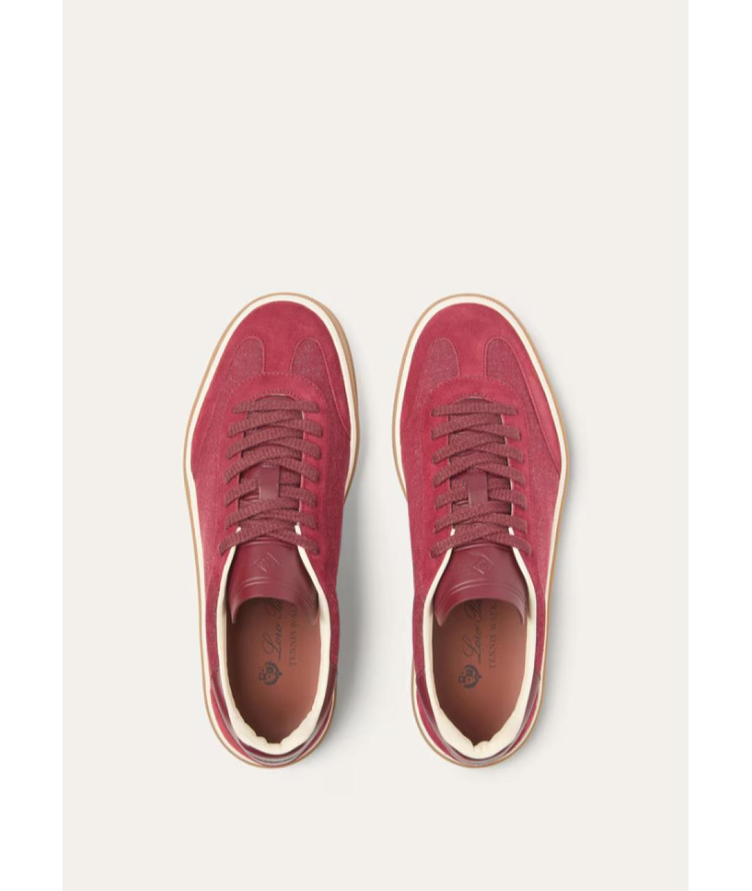 LORO PIANA Бордовые текстильные кеды, фото 3