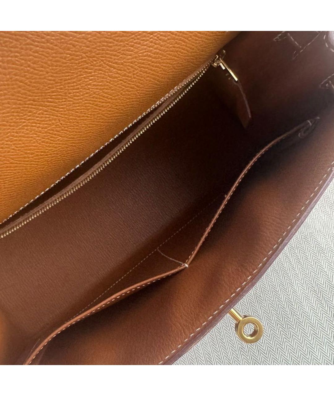 HERMES Коричневая кожаная сумка с короткими ручками, фото 4