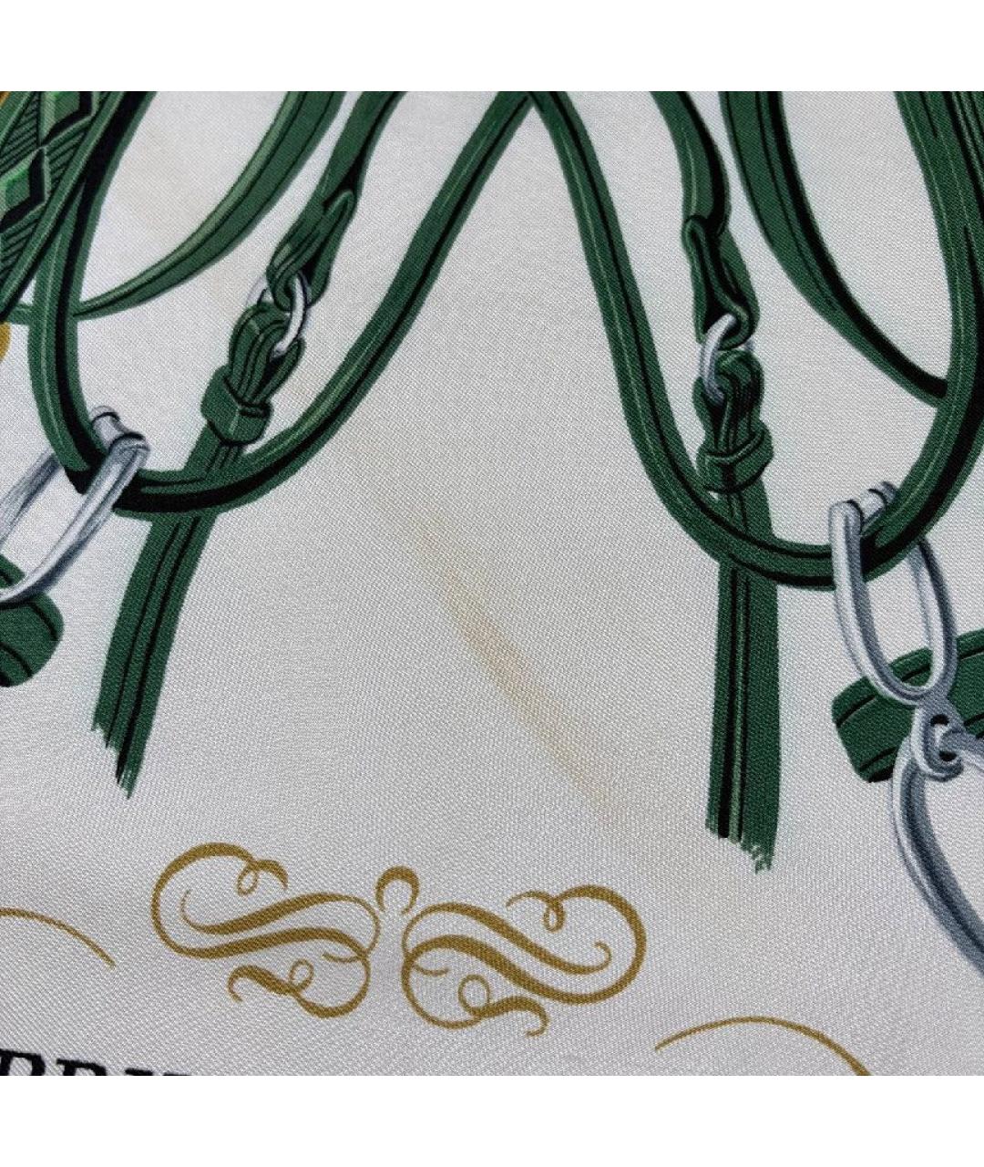 HERMES Зеленый шелковый платок, фото 8