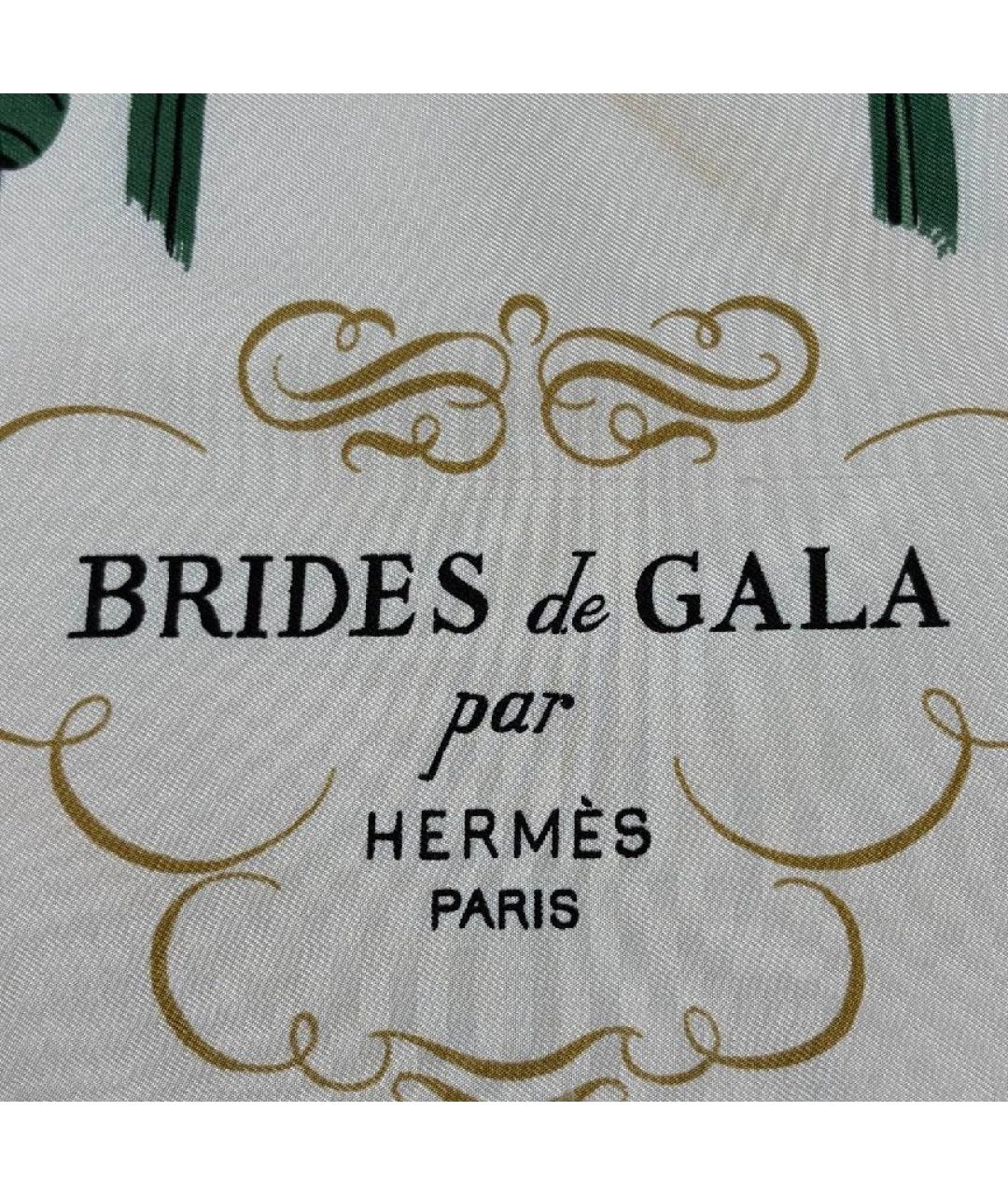 HERMES Зеленый шелковый платок, фото 2