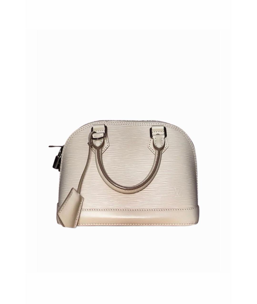 LOUIS VUITTON Бежевая кожаная сумка с короткими ручками, фото 9