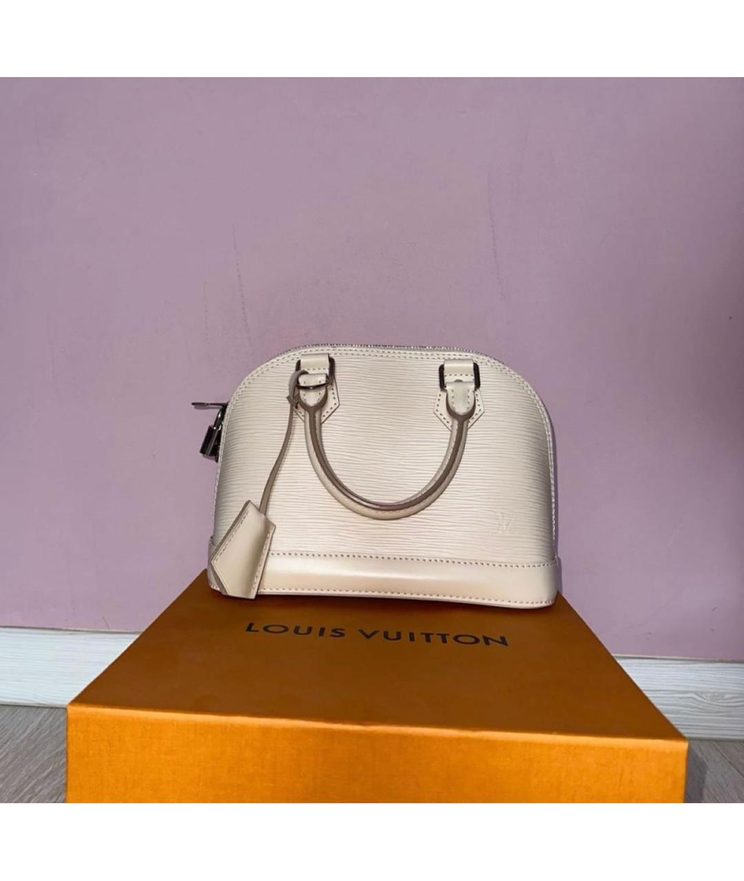 LOUIS VUITTON Бежевая кожаная сумка с короткими ручками, фото 3