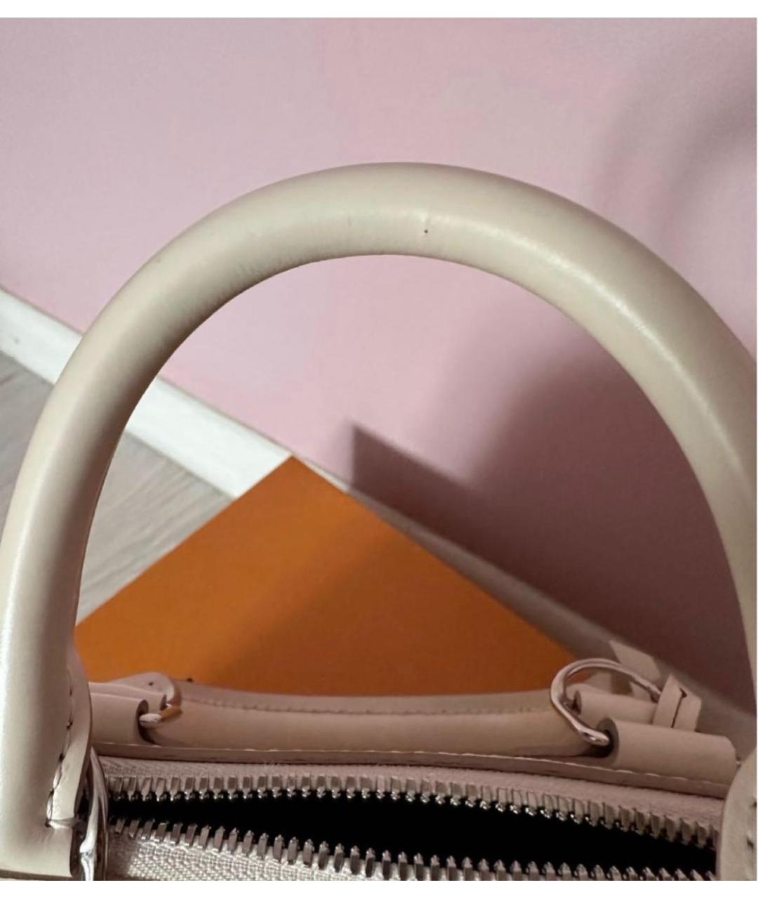 LOUIS VUITTON Бежевая кожаная сумка с короткими ручками, фото 7