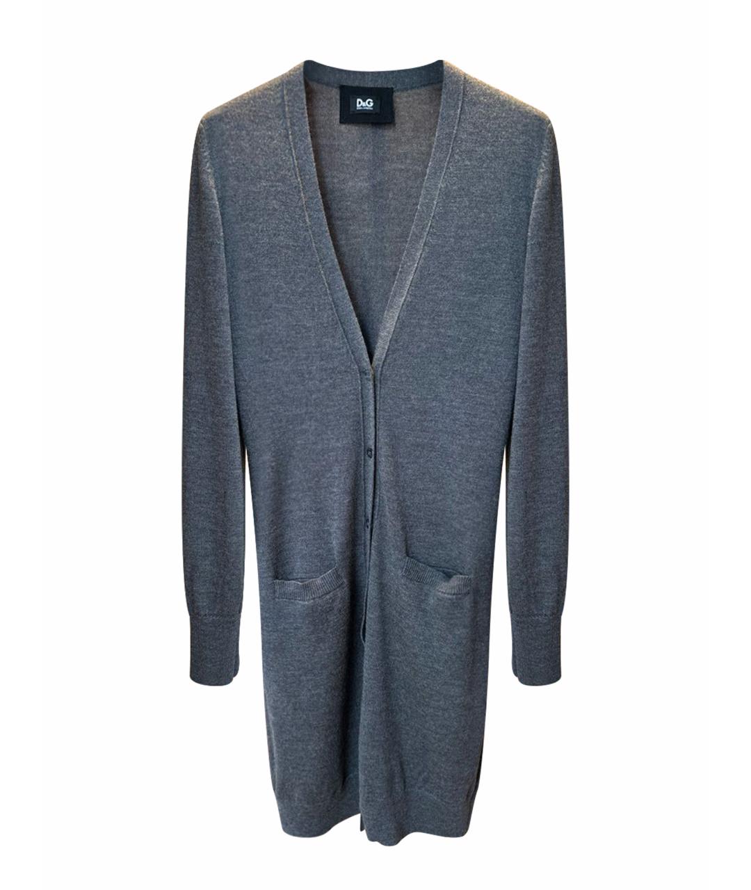 DOLCE&GABBANA Антрацитовый шерстяной кардиган, фото 1