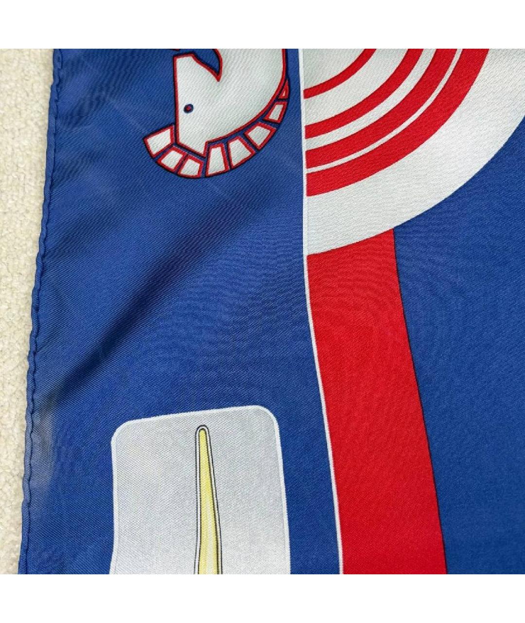 HERMES Синий шелковый платок, фото 5