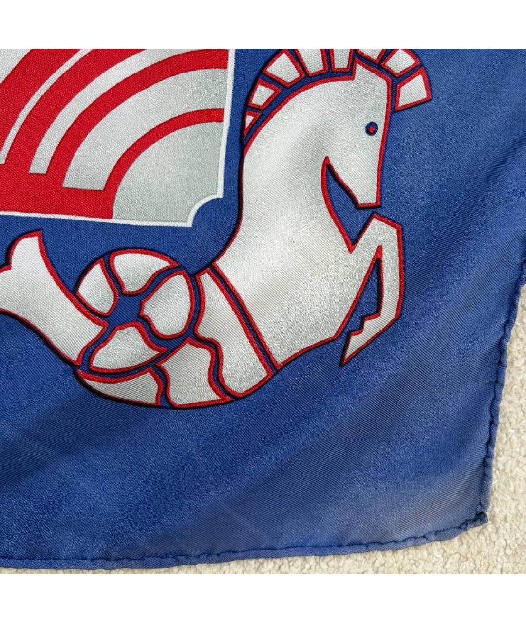 HERMES Синий шелковый платок, фото 4