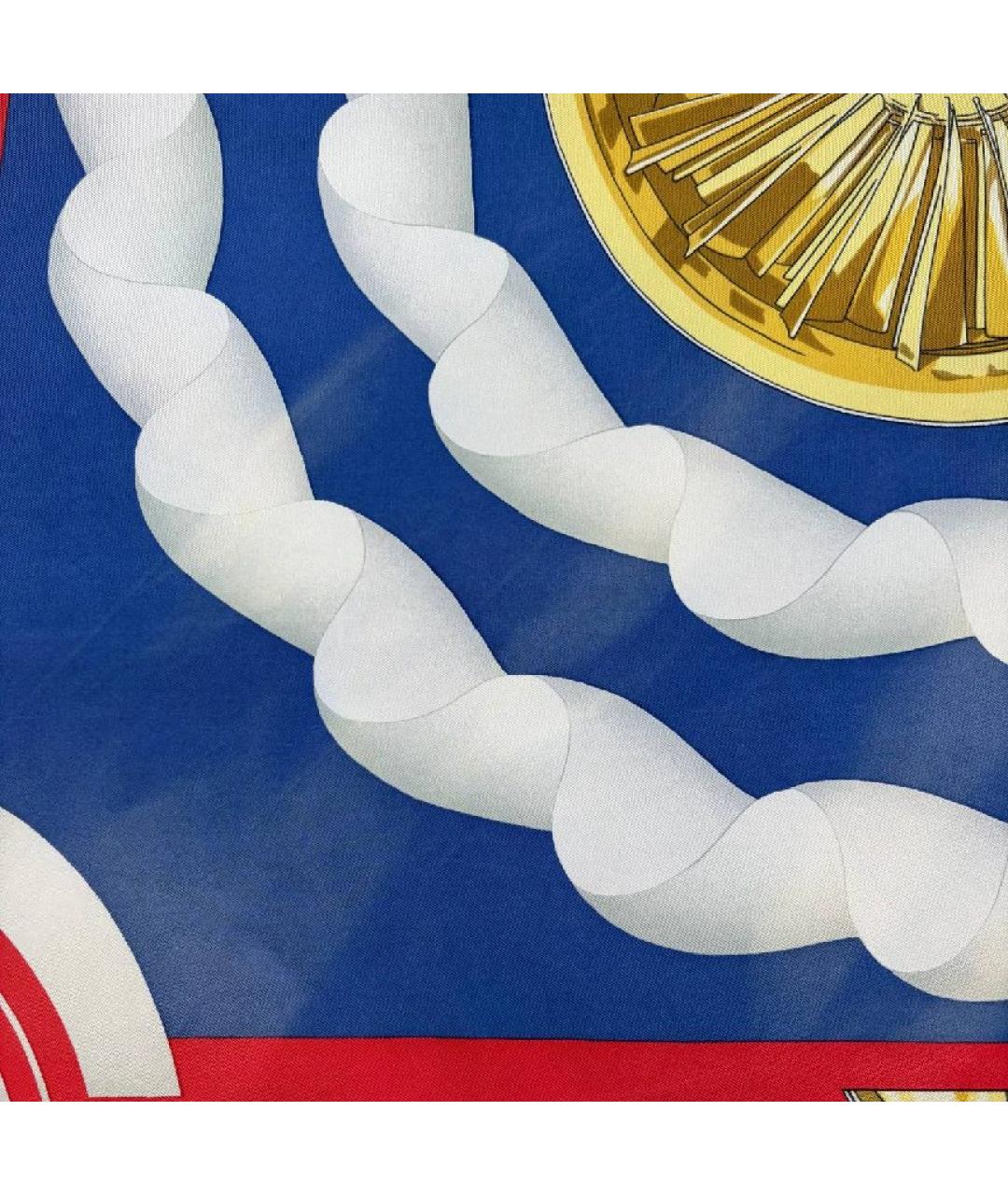 HERMES Синий шелковый платок, фото 9