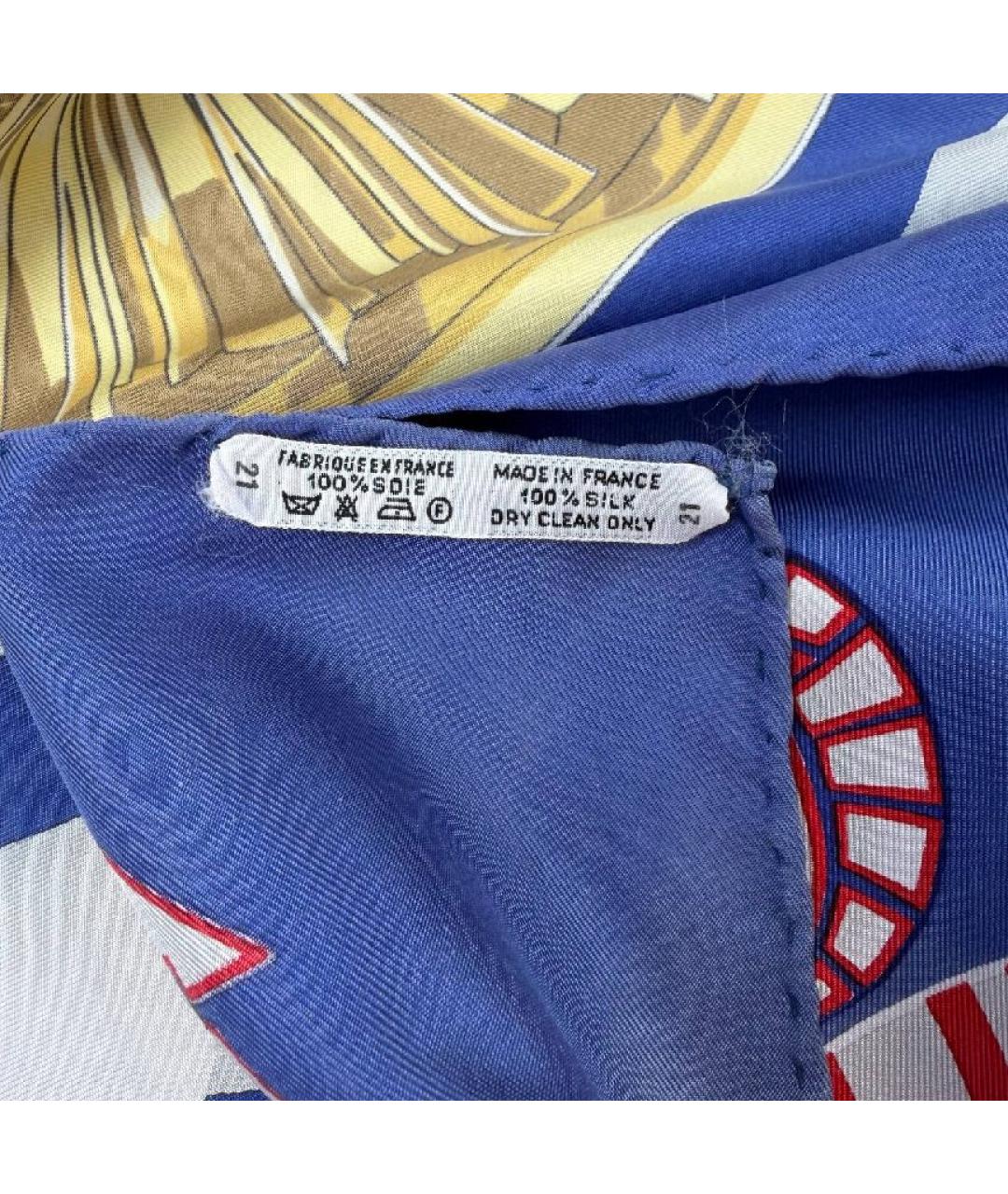 HERMES Синий шелковый платок, фото 3