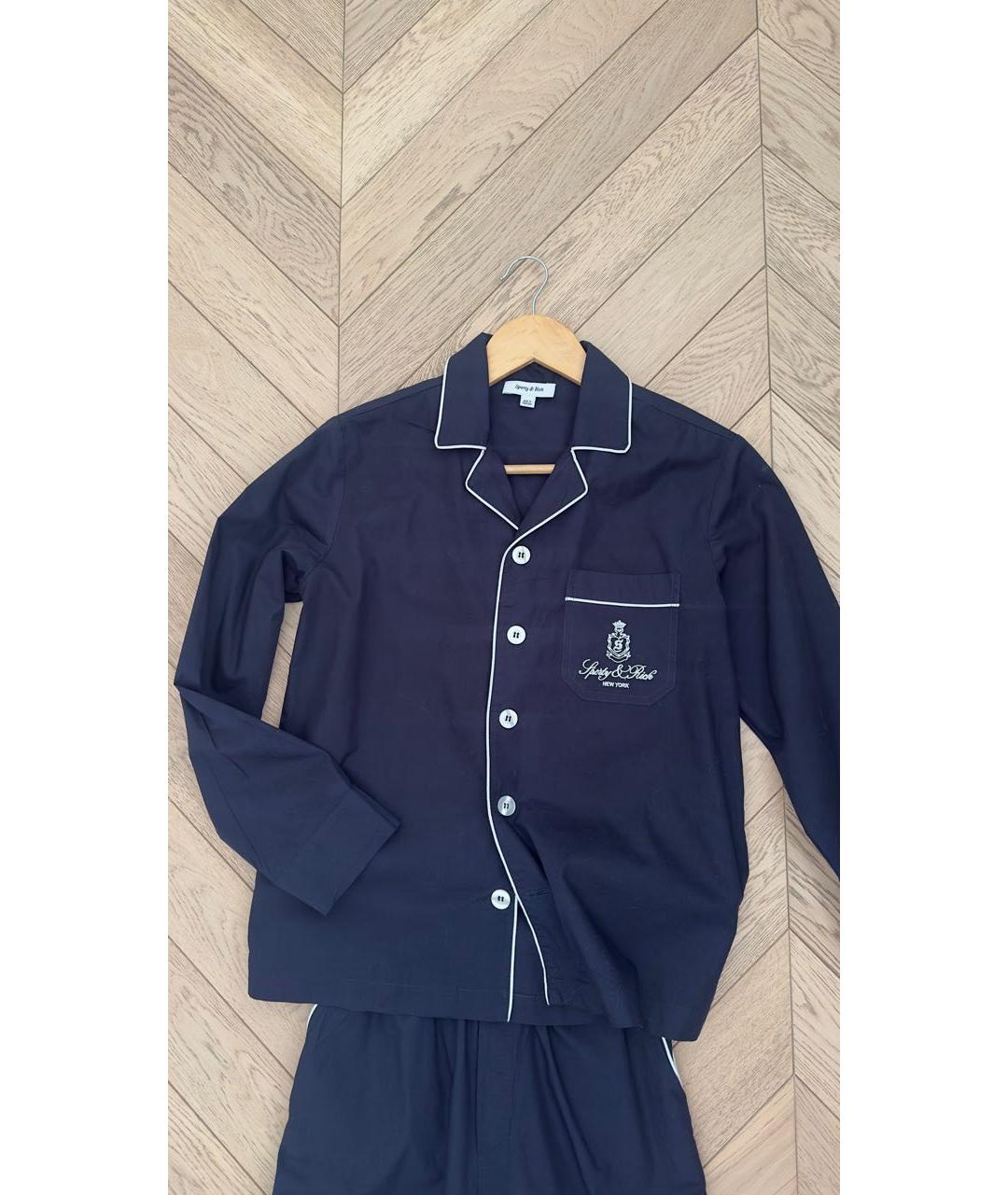 SPORTY AND RICH Темно-синяя хлопковая пижама, фото 8