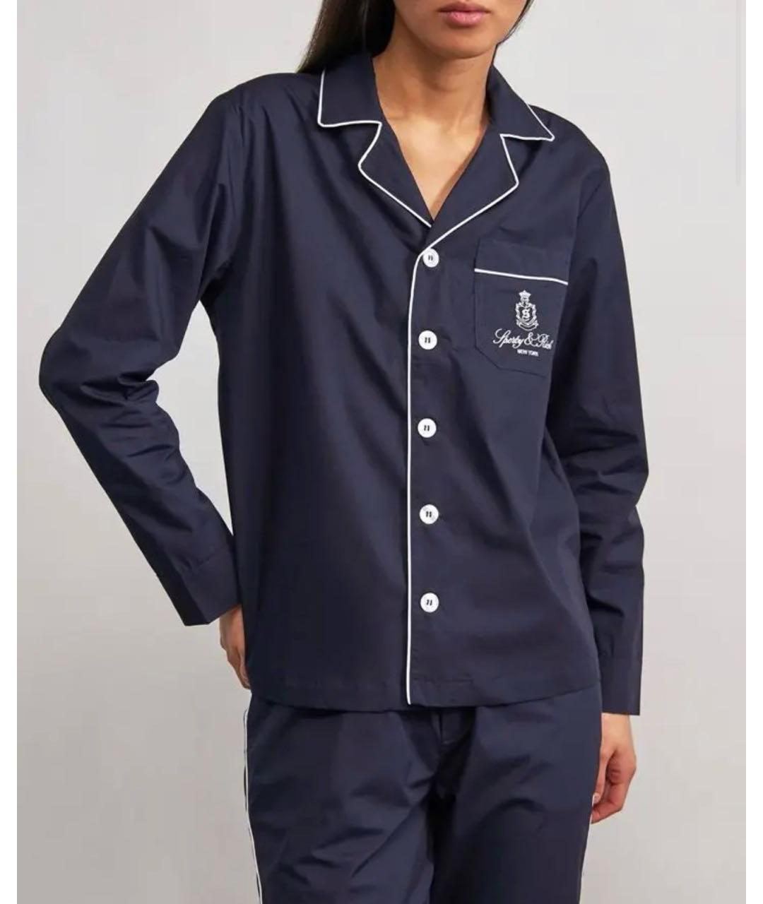 SPORTY AND RICH Темно-синяя хлопковая пижама, фото 3