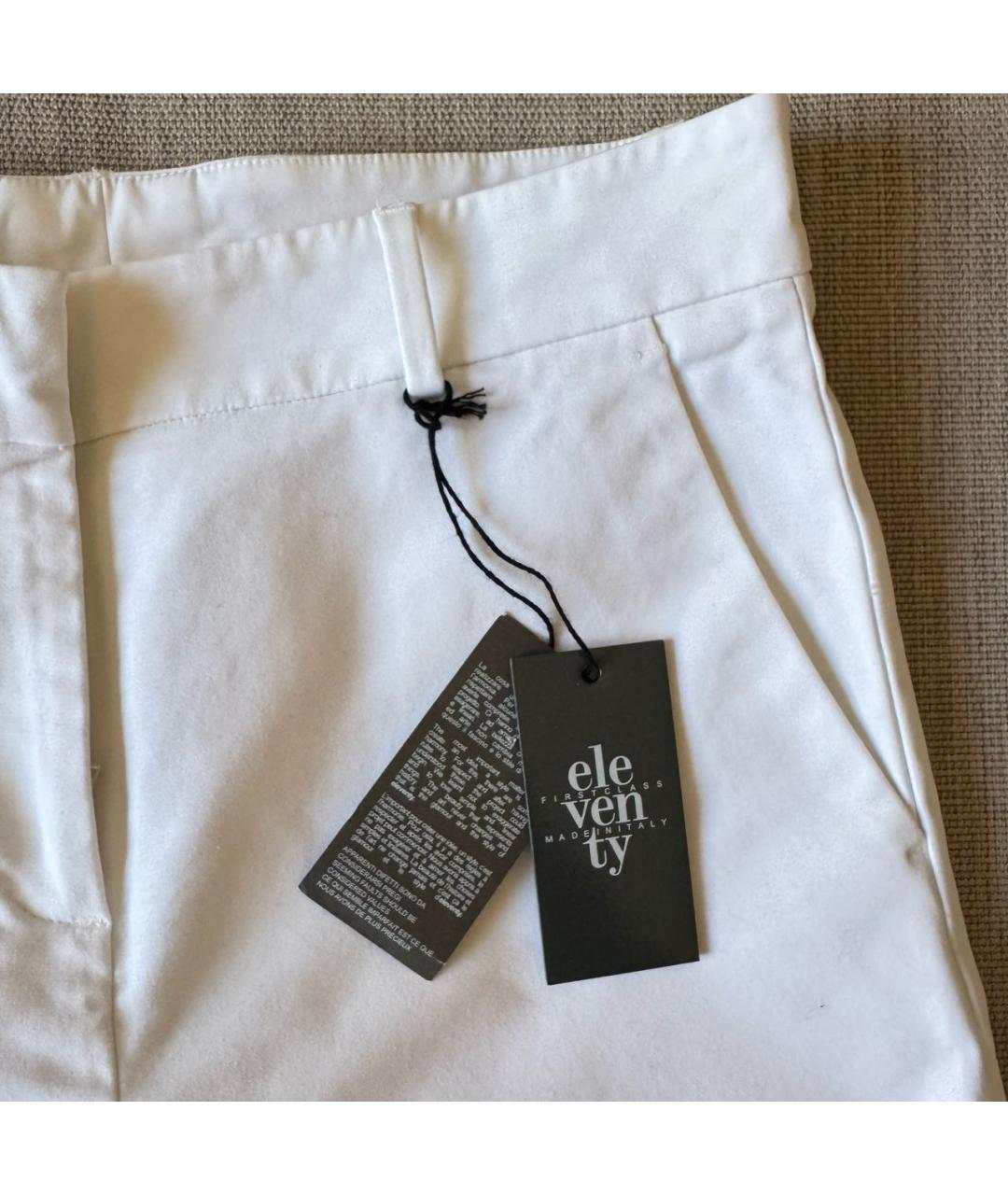 ELEVENTY Белые хлопко-эластановые брюки узкие, фото 4