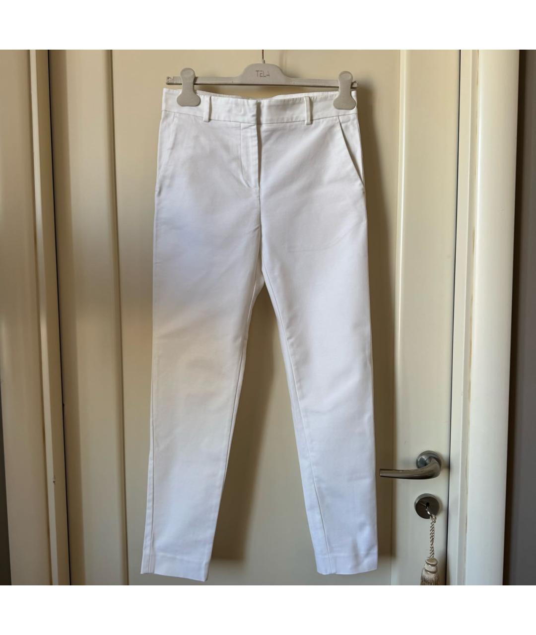 ELEVENTY Белые хлопко-эластановые брюки узкие, фото 8