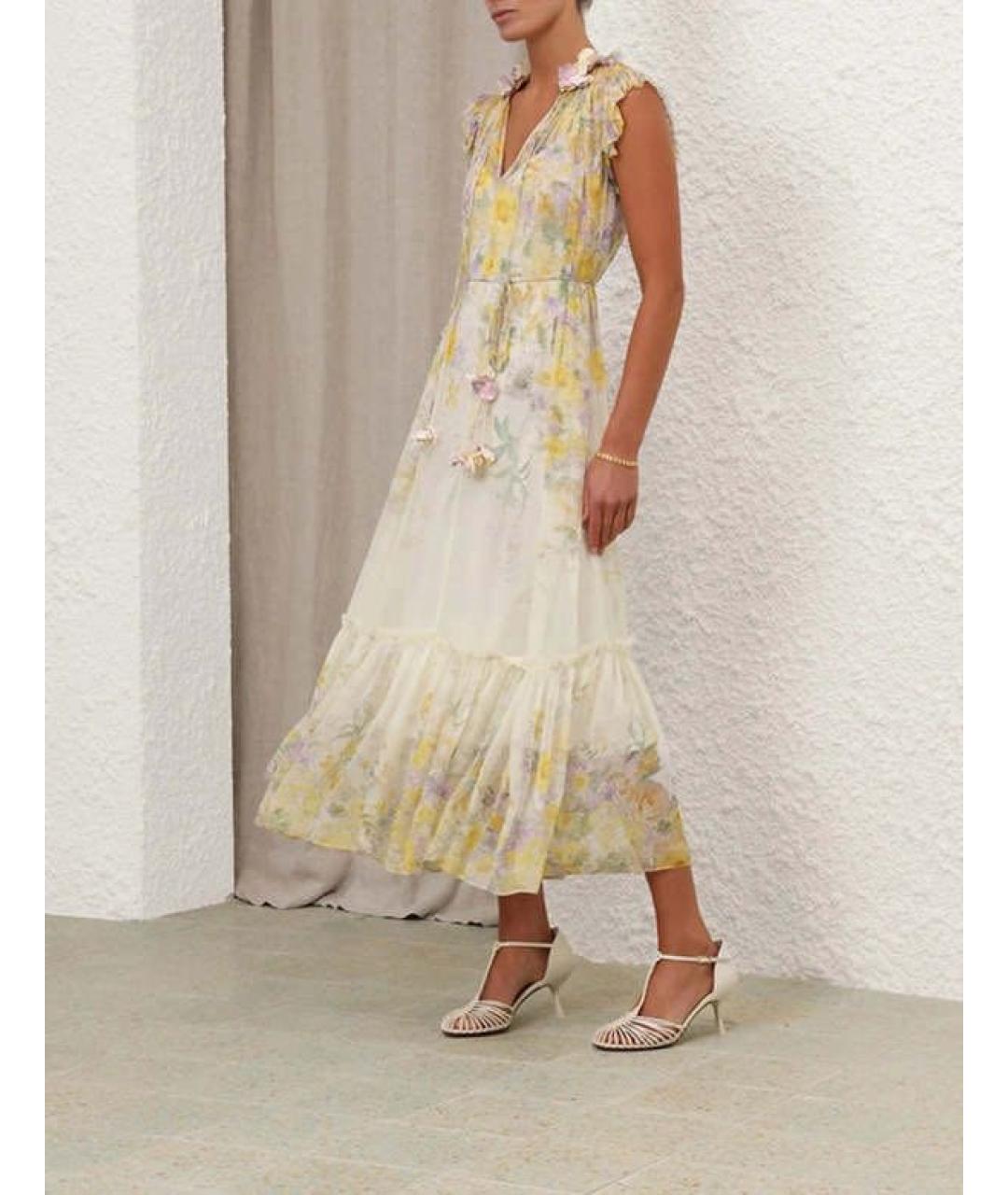 ZIMMERMANN Желтое шифоновое повседневное платье, фото 6