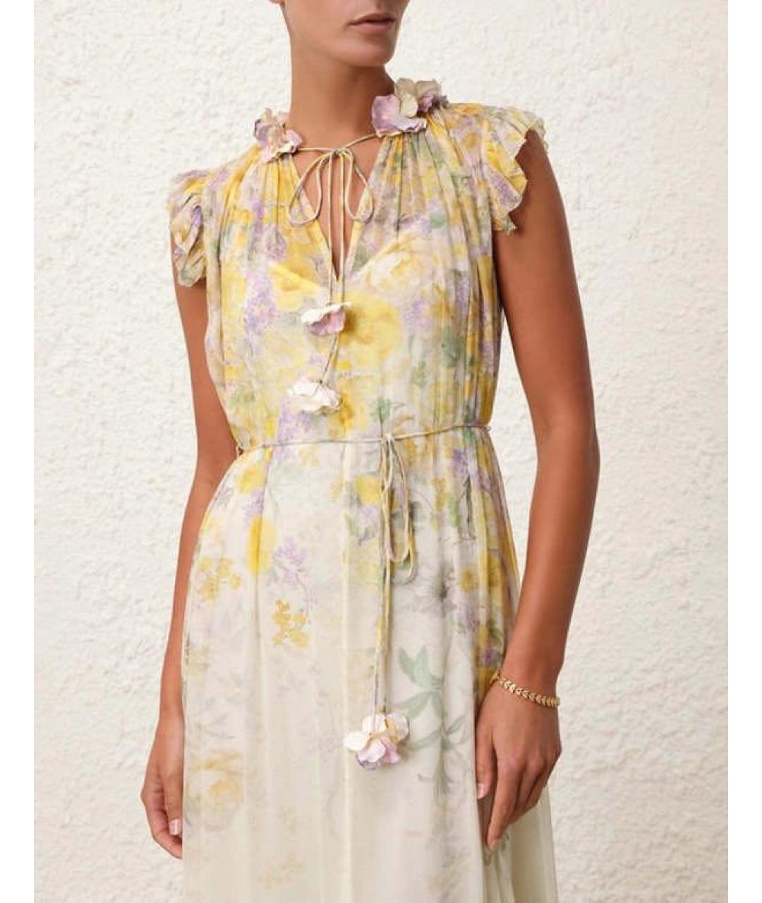 ZIMMERMANN Желтое шифоновое повседневное платье, фото 5