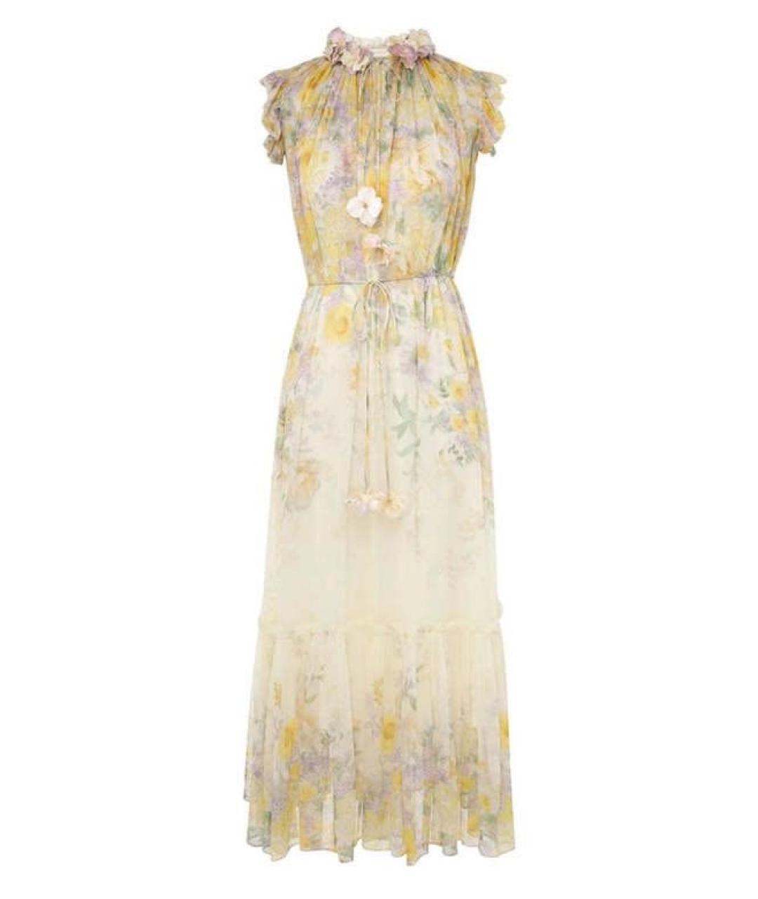 ZIMMERMANN Желтое шифоновое повседневное платье, фото 1