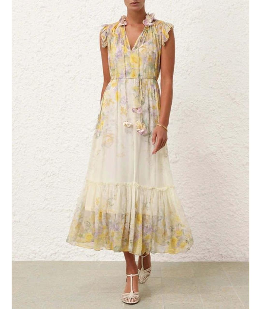 ZIMMERMANN Желтое шифоновое повседневное платье, фото 3