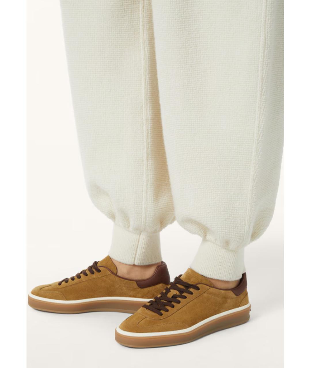 LORO PIANA Горчичные замшевые кеды, фото 5