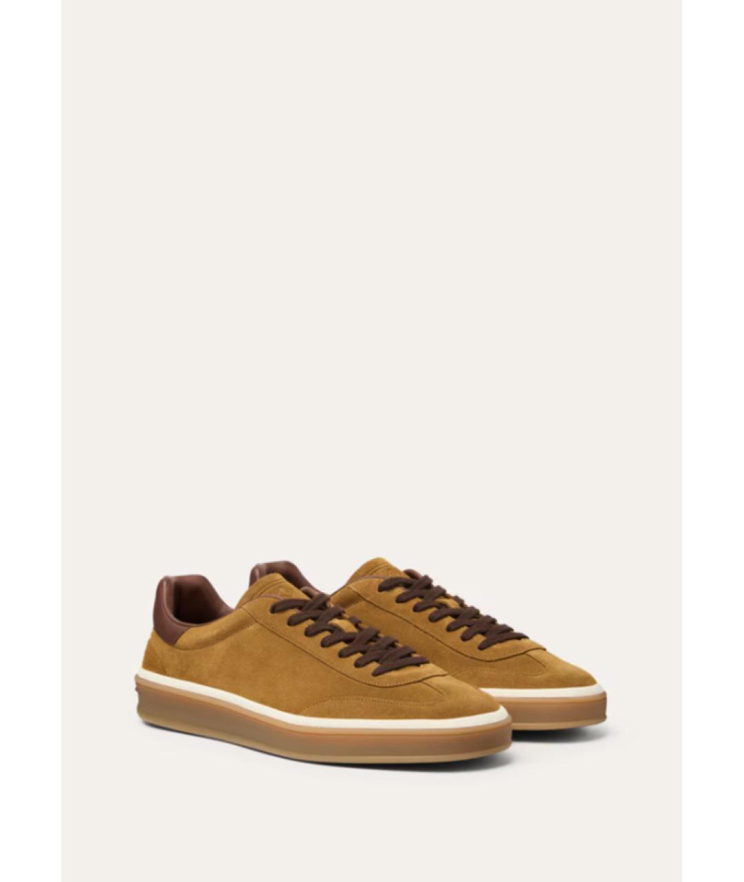 LORO PIANA Горчичные замшевые кеды, фото 2