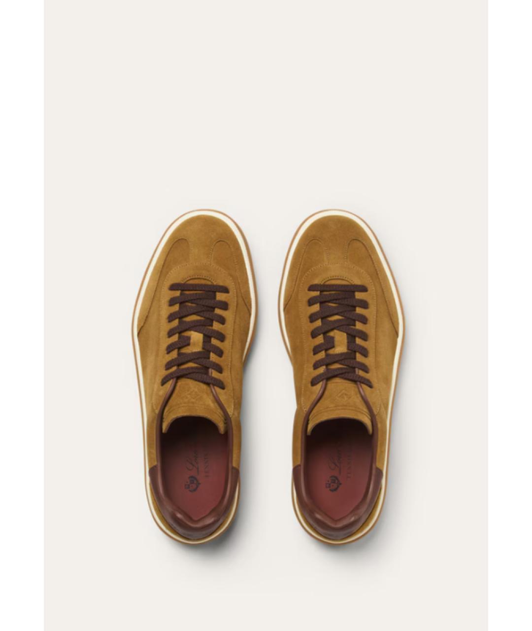 LORO PIANA Горчичные замшевые кеды, фото 3