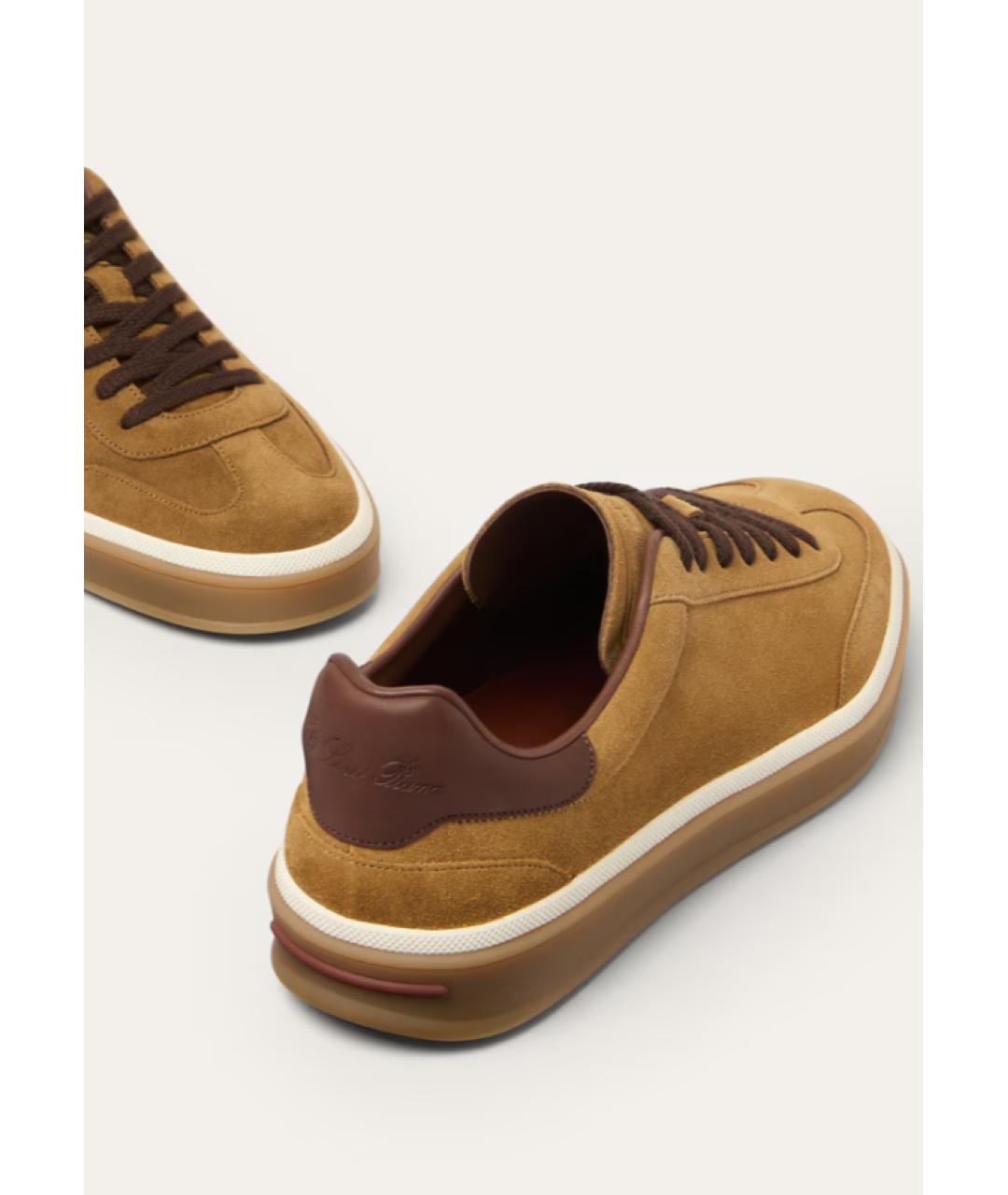 LORO PIANA Горчичные замшевые кеды, фото 4