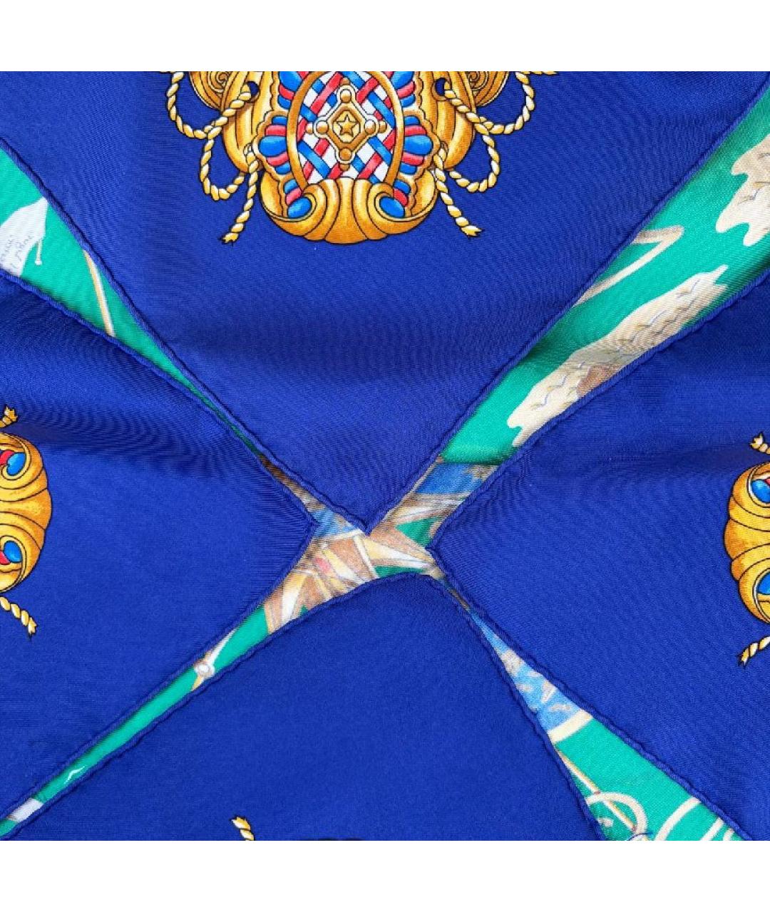 HERMES Зеленый шелковый платок, фото 3